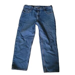 Carhartt Mens Size 40 Fleece Lined Blue Relaxed‎ Fit Workwear Jeans B155 DST